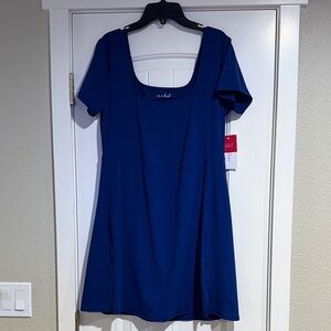 Blue Short Sleeve Maternity Dress with built in shorts
